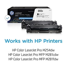 HP 202X Black High Yield Toner Cartridge, 2/Pack (CF500XD), print up to 3200 pages