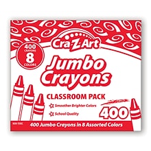 Cra-Z-Art Jumbo Crayon Classroom Pack, Assorted Colors, 400/Pack (CZA740051)