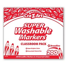Cra-Z-Art Washable Marker Classroom Pack, Broadline, Assorted Colors, 200/Pack (CZA740081)