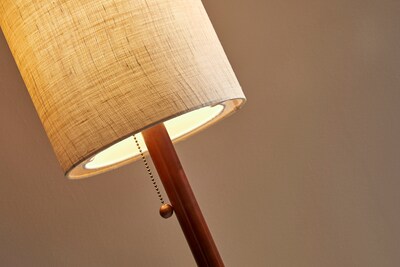 Adesso® Hamptons 65"H Floor Lamp, Walnut with Beige Fabric Shade (3338-15)