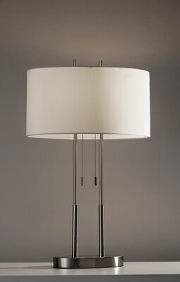 Adesso® Duet Incandescent 27"H Table Lamp, Brushed Steel/Ivory (4015-22)