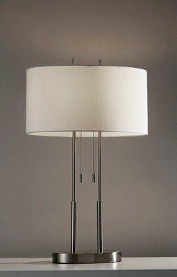 Adesso® Duet Incandescent 27"H Table Lamp, Brushed Steel/Ivory (4015-22)