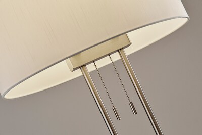 Adesso® Duet 62H Floor Lamp, Brushed Steel with Ivory Fabric Shade (4016-22)