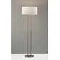 Adesso® Duet 62"H Floor Lamp, Brushed Steel with Ivory Fabric Shade (4016-22)