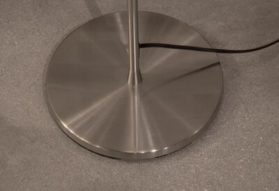 Adesso® Harper 300W Torchiere Floor Lamp, Brushed Steel with White Linen Shade (5169-02)