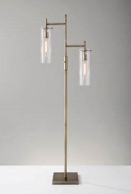 Adesso Dalton 64.25"H Antique Brass Floor Lamp with Clear Glass Cylinder Shades (3853-21)