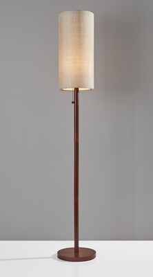 Adesso® Hamptons 65"H Floor Lamp, Walnut with Beige Fabric Shade (3338-15)