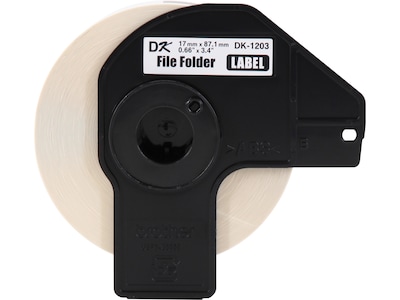 Brother DK-1203 File Folder Paper Labels, 3-4/10" x 2/3", Black on White, 300 Labels/Roll, 3 Rolls/Box (DK-12033PK)