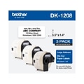 Brother DK-1208 Large Address Paper Labels, 3-1/2 x 1-4/10, Black on White, 400 Labels/Roll, 3 Rol