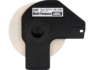 Brother DK-1204 Multi-Purpose Paper Labels, 2-1/10 x 2/3, Black on White, 400 Labels/Roll, 3 Rolls