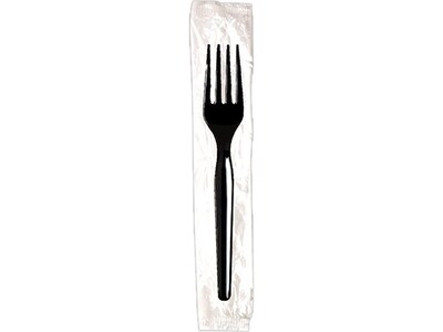 Dixie Individually Wrapped Polystyrene Fork, Medium-Weight, Black, 1000/Carton (FM53C7)