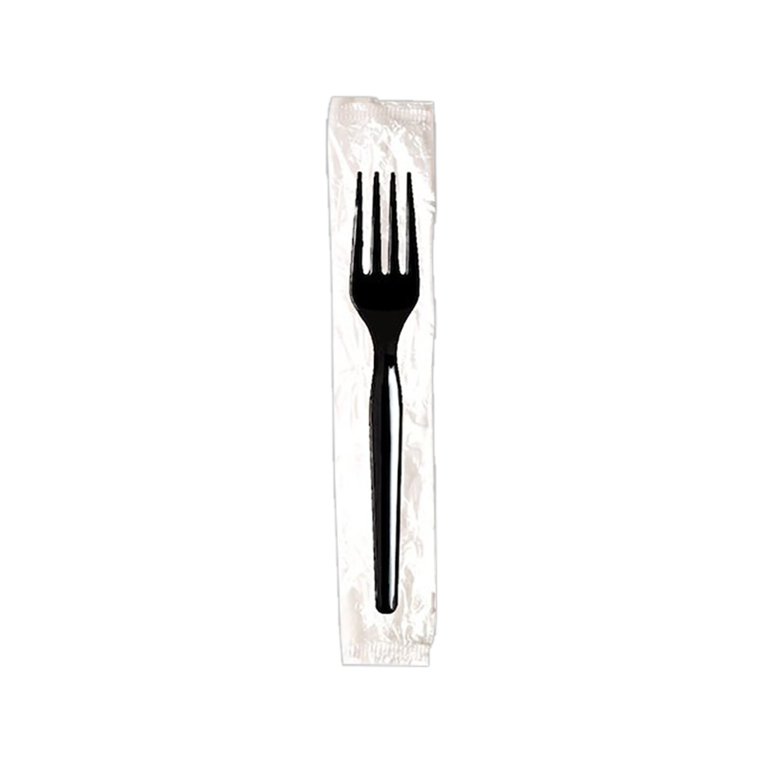 Dixie Individually Wrapped Polystyrene Fork, Medium-Weight, Black, 1000/Carton (FM53C7)