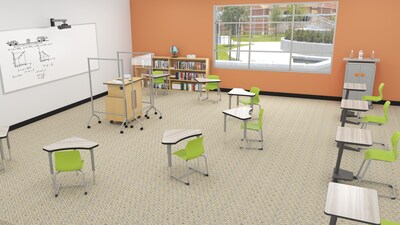Balt Essentials 71.8"H x 42"W Plastic Non-Tackable Standard Mobile Clear Divider, Clear (62541-CLEAR)