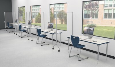 Balt Essentials 71.8"H x 42"W Plastic Non-Tackable Standard Mobile Clear Divider, Clear (62541-CLEAR)