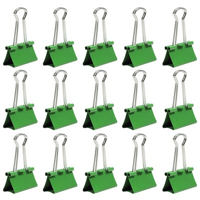 JAM Paper Colored Binder Clips, Medium,  5/8" Capacity, Green, 15/Pack (339BCGR)