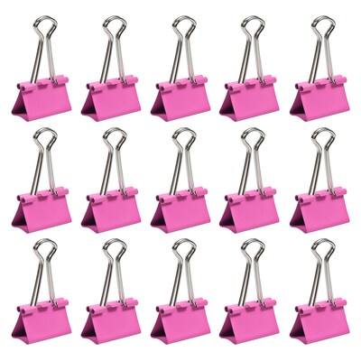 JAM Paper Colored Binder Clips, Medium,  5/8" Capacity, Pink, 15/Pack (339BCPI)