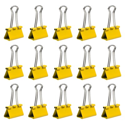 JAM Paper Colored Binder Clips, Medium, 5/8" Capacity, Yellow, 15/Pack (339BCYE)