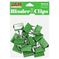 JAM Paper Colored Binder Clips, Medium,  5/8" Capacity, Green, 15/Pack (339BCGR)
