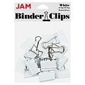 JAM Paper Colorful Binder Clips, Medium,  5/8 Capacity, White, 15/Pack (339BCWH)