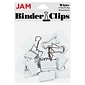 JAM Paper Colorful Binder Clips, Medium,  5/8" Capacity, White, 15/Pack (339BCWH)