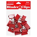 JAM Paper Colored Binder Clips, Medium,  5/8 Capacity, Red, 15/Pack (339BCRE)