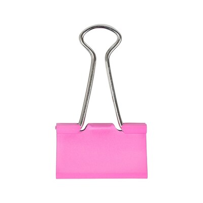 JAM Paper Colored Binder Clips, Medium,  5/8" Capacity, Pink, 15/Pack (339BCPI)