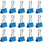 JAM Paper Colored Binder Clips, Medium,  5/8" Capacity, Blue, 15/Pack (339BCBU)