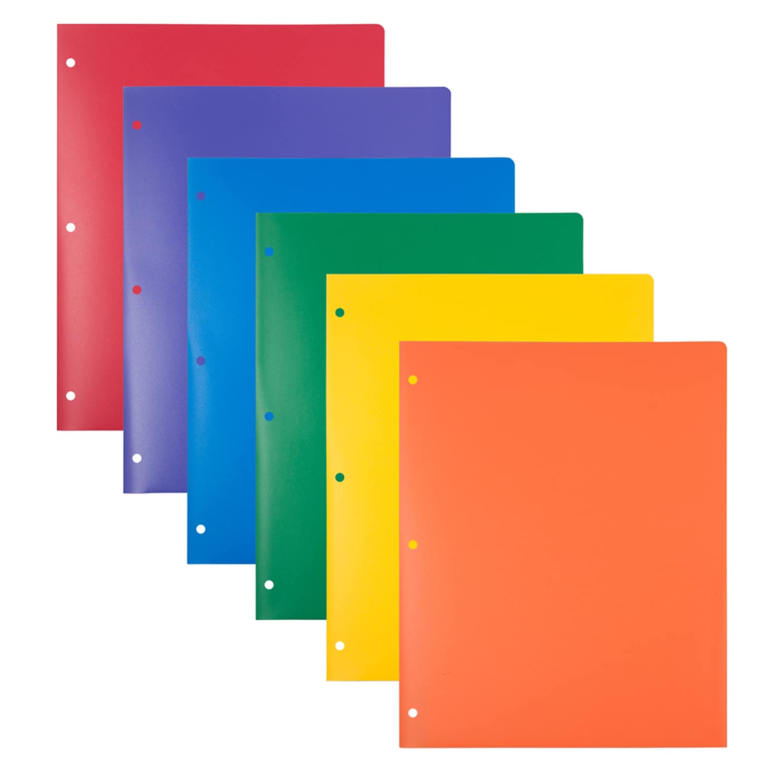 JAM Paper Heavy Duty 3-Hole Punched 2-Pocket Folder, Multicolored, Assorted Colors, 6/Pack (383HHPRGBYPBL)