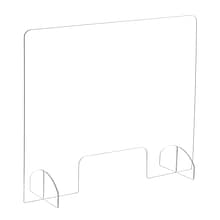 Safco 23-1/2H x 29-1/2W Acrylic Non-Tackable Portable Freestanding Sneeze Guard with Document Pass
