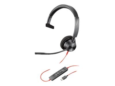 Plantronics Blackwire 3310 Wired Mono On Ear Computer Headset, USB-C, MS Certified, Black (214011-01