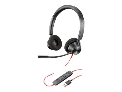 Plantronics Blackwire 3320 Wired Stereo On Ear Computer Headset, Black (214012-01)