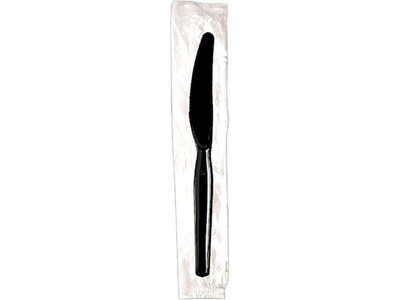 Dixie Individually Wrapped Polystyrene Knife, Medium-Weight, Black, 1000/Carton (KM53C7)