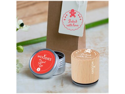 Woodies Stamp Kit, "Baked with Love", Red Ink (071809KIT)