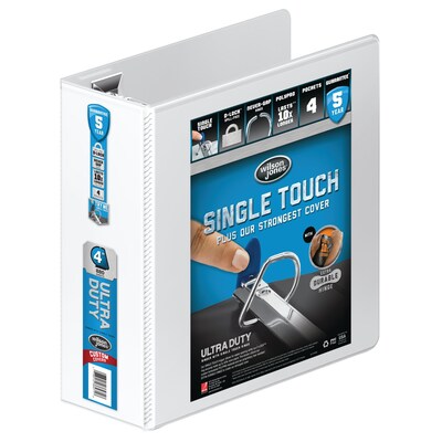 Wilson Jones 866 Premium 4 Single-Touch Standard 3 Ring View Binder, White (WLJ86640)