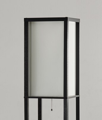 Adesso® Titan 72"H Black Shelf Floor Lamp with Off-White Fabric Shade (3193-01)