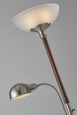 Adesso® Lexington 71H Walnut and Brushed Steel Floor and Reading Lamp Combo (4052-15)