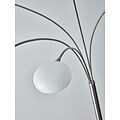 Adesso® Luna 86 Brushed Steel 5-Arm Arc Lamp with White Glass Shades (3346-22)