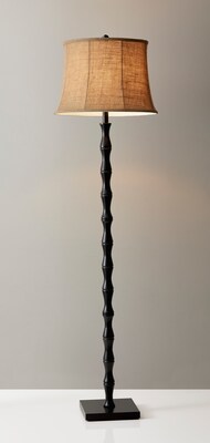 Adesso® Stratton 62"H Black Floor Lamp with Brown Burlap Shade (1523-01)