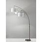 Adesso® Trinity 74"H Brushed Steel Arc Floor Lamp with White Linen Shades (4238-22)