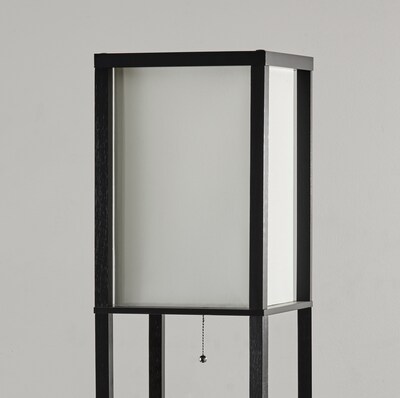 Adesso® Murray 72H Black 3-Drawer Shelf Floor Lamp with Off-White Square Shade (3450-01)