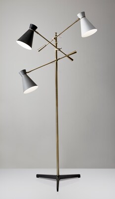 Adesso® Lyle 71H Antique Brass Adjustable 3-Arm Floor Lamp with Cone Shades (3282-21)