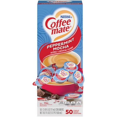 Coffee-mate Peppermint Mocha Liquid Coffee Creamer Singles, 0.38 oz., 50/Box (76060Q)