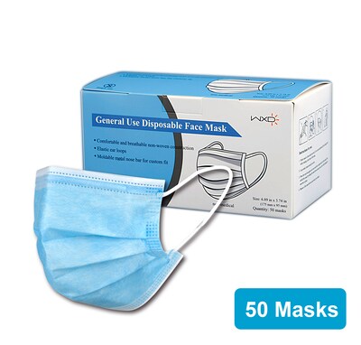 Disposable Earloop Half Face Mask, Assorted, 50/Box (WXDKZ0007E/ET10000/FM-34EE)