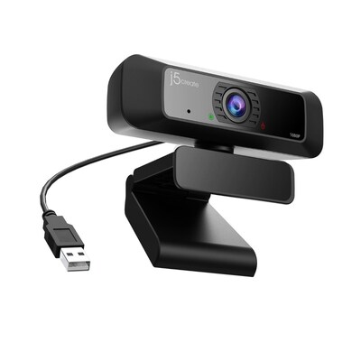 J5create Create 2 USB 360° Rotation & 1080P HD Webcam, 2 Megapixels, Black (JVCU100)