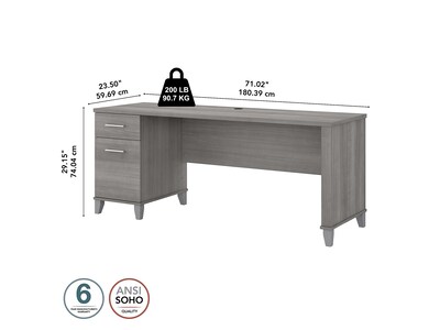 Bush Furniture Somerset 72"W Office Desk with Drawers, Platinum Gray (WC81272)