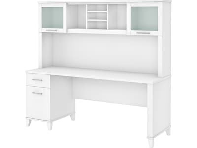 Bush Furniture Somerset 72W Office Desk with Drawers and Hutch, White (SET018WH)