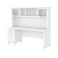 Bush Furniture Somerset 72W Office Desk with Drawers and Hutch, White (SET018WH)