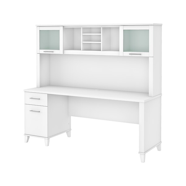 Bush Furniture Somerset 72 Computer Desk with Drawers and Hutch, White (SET018WH)