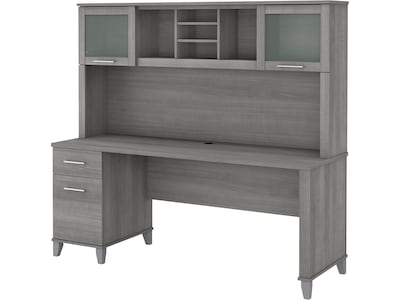 Bush Furniture Somerset 72"W Office Desk with Drawers and Hutch, Platinum Gray (SET018PG)