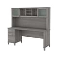 Bush Furniture Somerset 72 Computer Desk with Drawers and Hutch, Platinum Gray (SET018PG)
